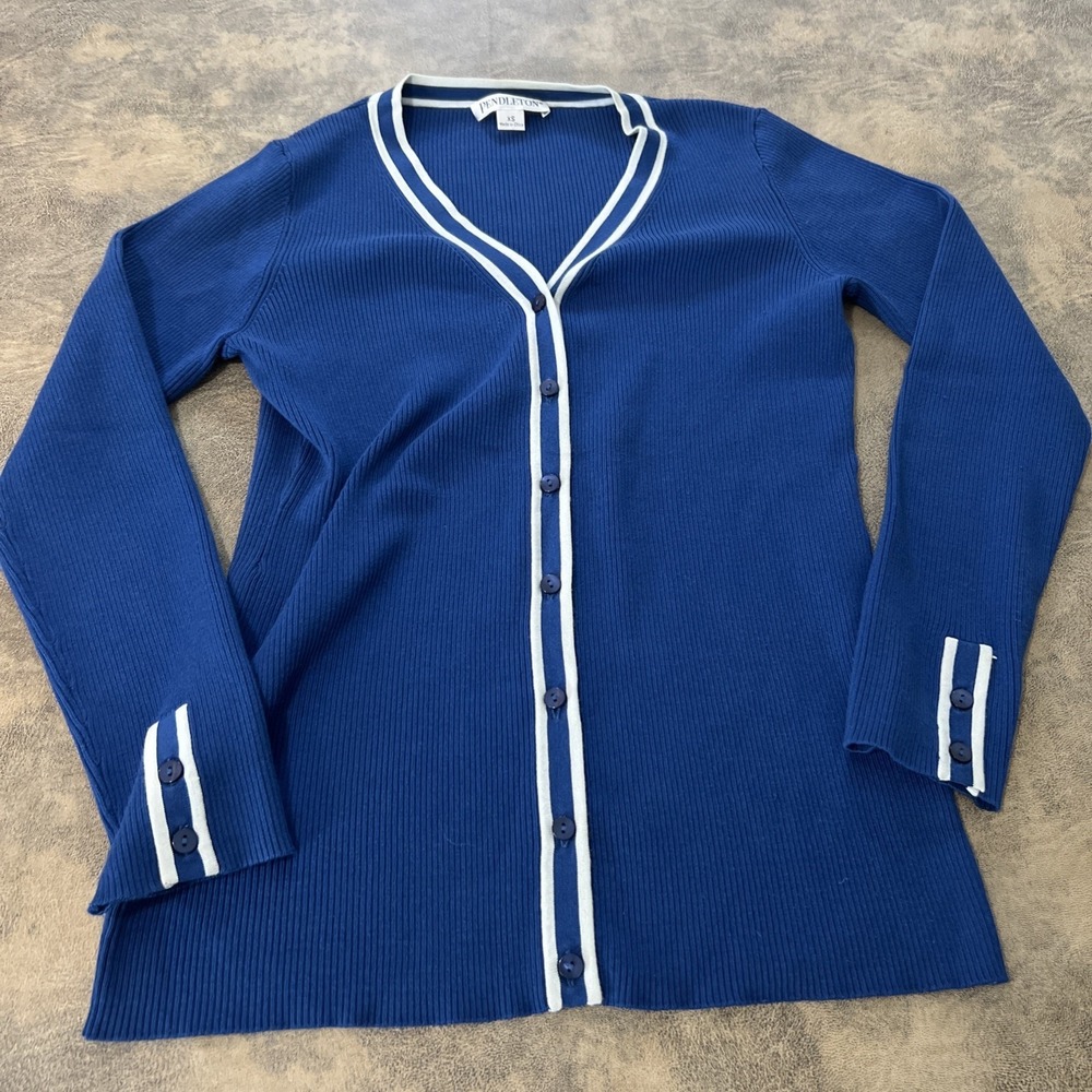 PENDLETON Cardigan Sweater Womens XS Blue Silk Nylon Cotton‎ Blend
